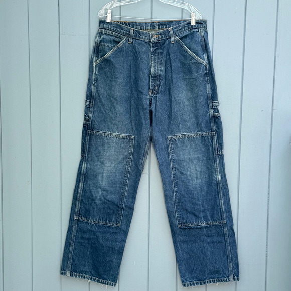 Vintage Polo Ralph Lauren x YANKEES Collab Carpenter Jeans Double Knee 34x32 - Picture 1 of 9